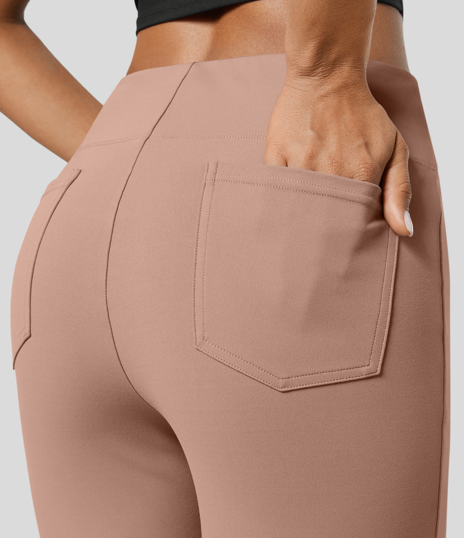 Halara Flex™ High Waisted Back Side Pocket Slight Flare Work Pants - Beaver Fur