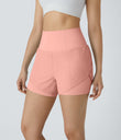 Breezeful™ Super High Waisted Curved Hem 2-in-1 Pocket Quick Dry Yoga Shorts 3.5'' - Peach Melba