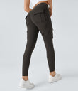 DayStretch High Waisted Cargo Pocket Skinny Yoga Leggings - Hazelnut Black