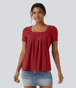 Square Neck Short Sleeve Casual Top - Emboldened