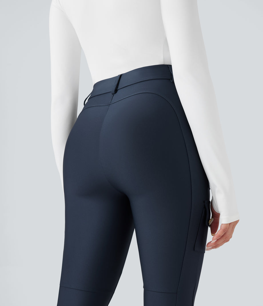 High Waisted Sheen 7/8 Leggings with Pockets - Blueberry
