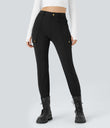 DayStretch High Waisted Zipper Pockets Solid Skinny Cargo Pants - Black