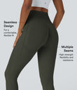 OneForm Seamless Flow High Waisted Ruched 7/8 Yoga Leggings - Forest Night