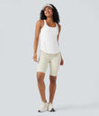 Halara UltraSculpt™ Round Neck Curved Hem Workout Tank Top - White