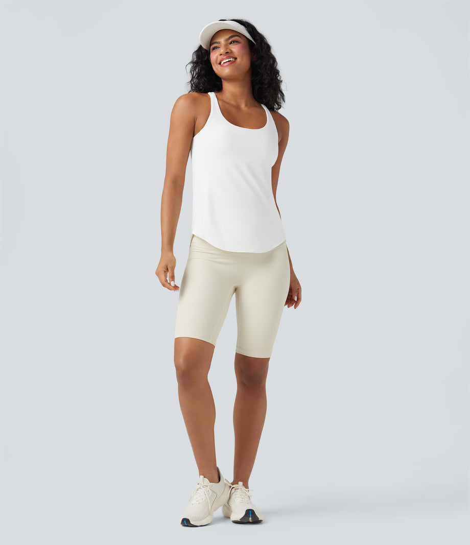 Halara UltraSculpt™ Round Neck Curved Hem Workout Tank Top - White