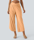 Breezeful™ High Waisted Crossover Quick Dry Resort Pants with Pockets - Peach Orange