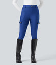 High Waisted Sheen 7/8 Leggings with Pockets - Beaucoup Blue