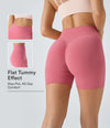 SoftlyZero™ Plush High Waisted Crossover Ruched Yoga Shorts 5'' - Begonia Rouge