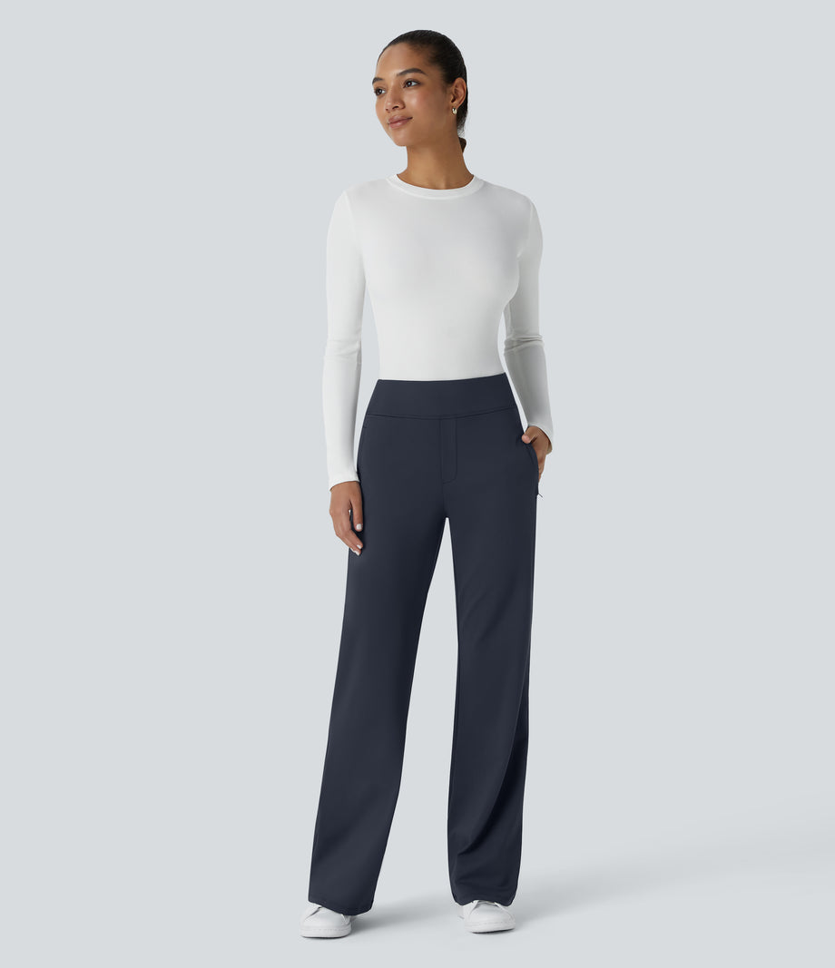 Halara Flex™ DayStretch Mid Rise Side Zipper Pocket Work Flare Pants - Midnight Blue