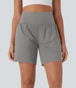 SoftlyZero™ Airy Super High Waisted 2-in-1 Cool Touch Yoga Shorts 7" with Pockets - Steeple Gray