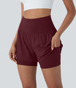 SoftlyZero™ Airy Super High Waisted 2-in-1 Cool Touch Yoga Shorts 5'' with Pockets - Zinfandel