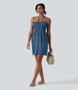 Halter Tie Back Mini Resort Dress with Pockets - Stellar
