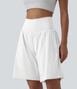 SoftlyZero™ Airy Super High Waisted 2-in-1 Cool Touch Yoga Shorts 9" with Pockets - White