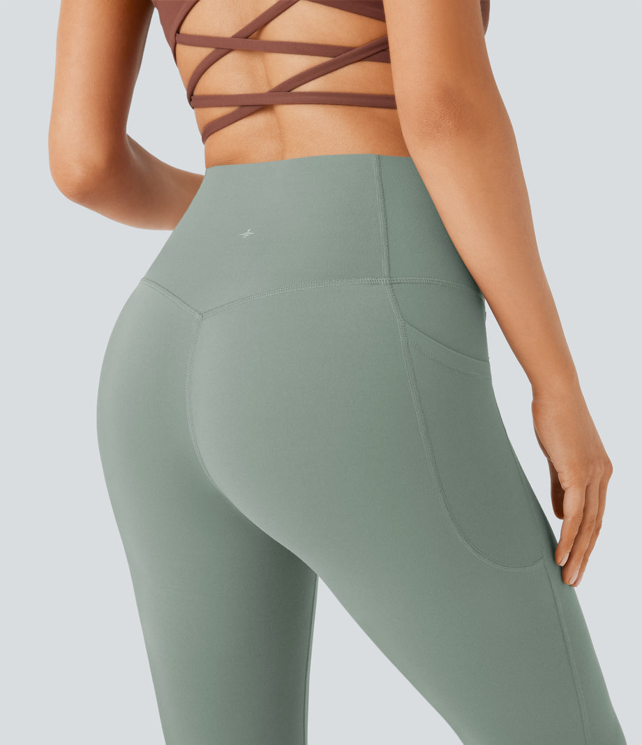 Halara UltraSculpt™ High Waisted Tummy Control Pocket Shaping Yoga Bootcut Leggings - Iceberg Green