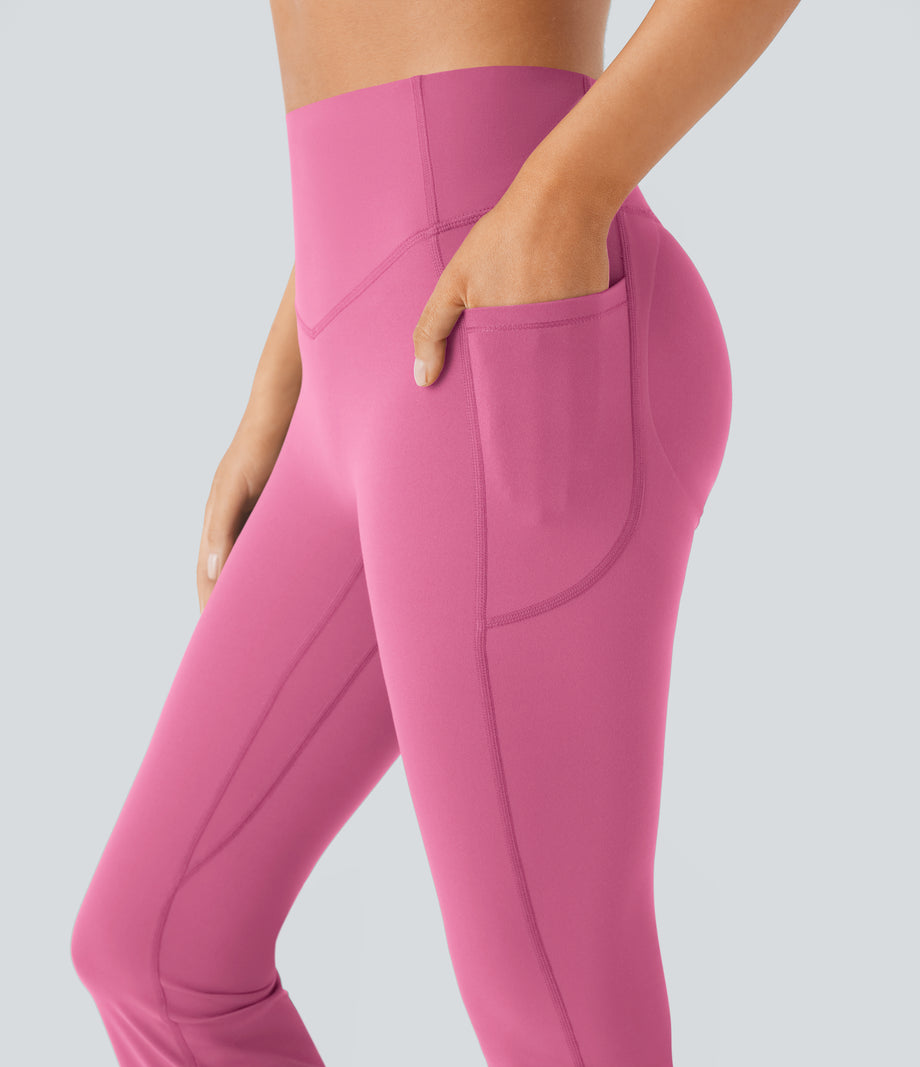 Halara UltraSculpt™ High Waisted Scrunch Butt Lifting Tummy Control Pocket Shaping Yoga Bootcut Leggings - Pink Power