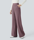 Halara Flex™ High Waisted Body Sculpt Waist-Slimming Pocket Wide Leg Micro Waffle Work Pants - Dark Plum