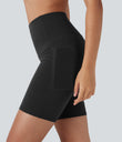 Halara UltraSculpt™ High Waisted Butt Lifting Tummy Control Pocket Shaping Training Biker Shorts 7'' - Black