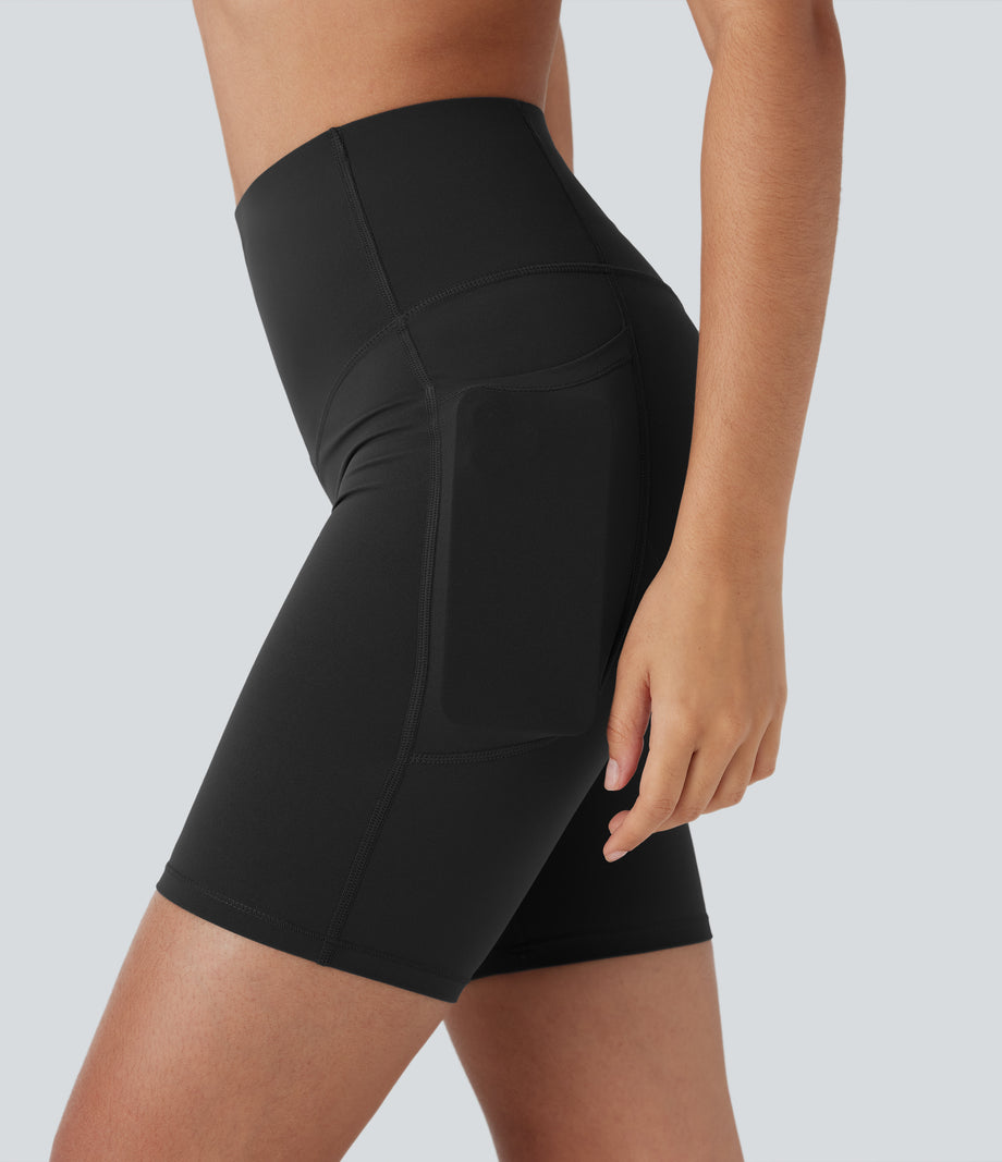 Halara UltraSculpt™ High Waisted Butt Lifting Tummy Control Pocket Shaping Training Biker Shorts 7'' - Black