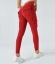 DayStretch High Waisted Cargo Pocket Skinny Yoga Leggings - Valiant Poppy