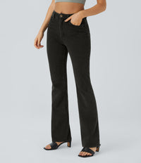Halara Flex™ Mid Rise Pockets Casual Bootcut Jeans - Hemp Rope Black Denim