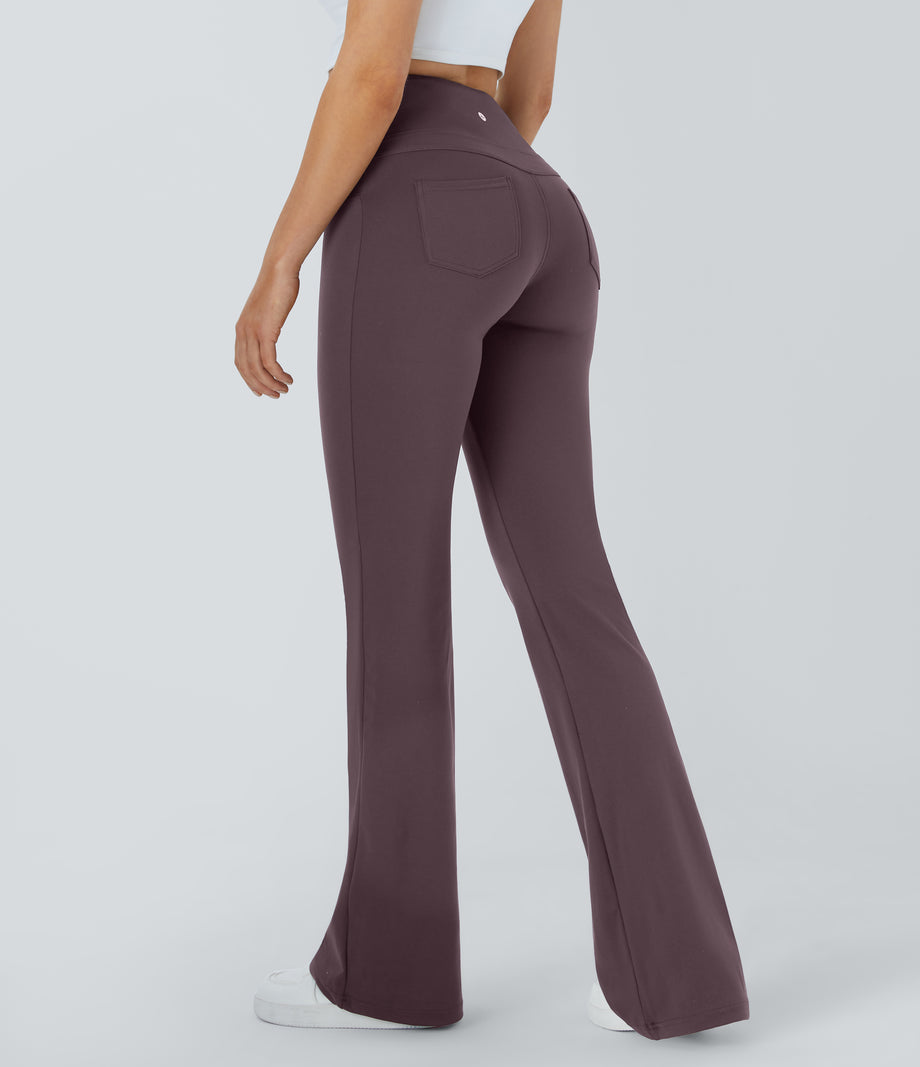 DayStretch High Waisted Pocket Flare Yoga Leggings - Dusky Evening purple