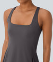 SoftlyZero™ Plush Cut Out Pocket 2-Piece Mini Yoga Active Dress - Magnet