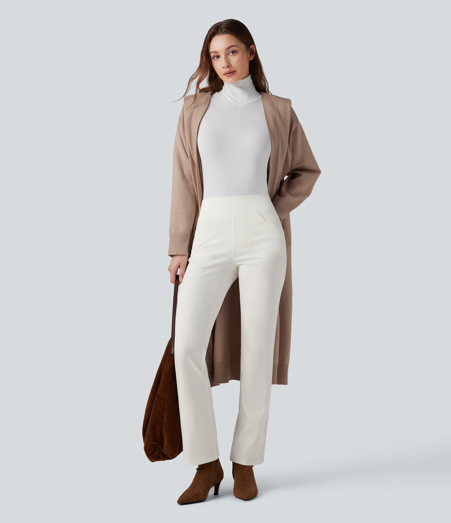 Halara Flex™ High Waisted Pockets Washed Casual Bootcut Jeans - Ivory Denim