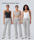 High Waisted Drawstring Stripe Flare Yoga Pants with Pockets - Zebra Ripple