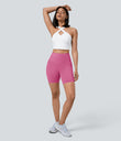 Halara UltraSculpt™ High Waisted Tummy Control Pocket Shaping Training Biker Shorts 7'' - Pink Power