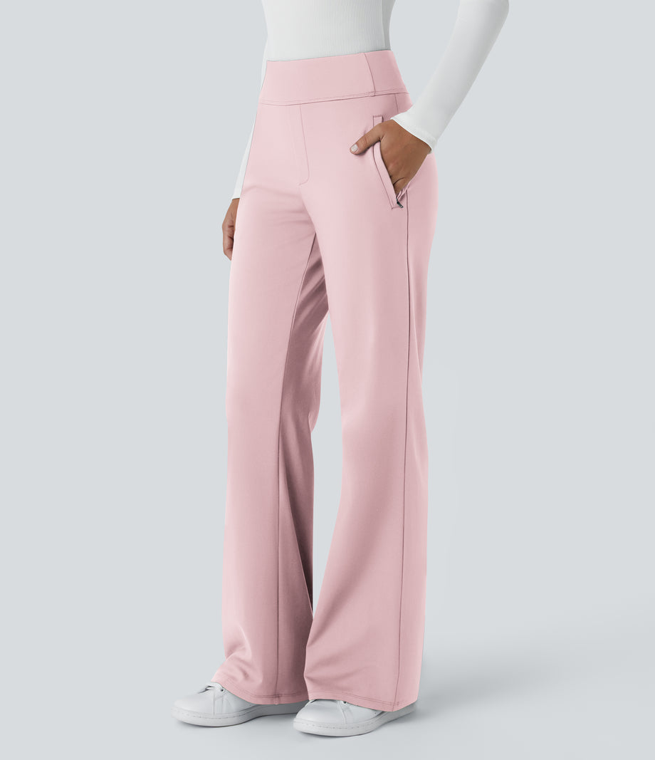 Halara Flex™ DayStretch Mid Rise Side Zipper Pocket Work Flare Pants - Primrose Pink