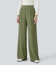 Halara Flex™ High Waisted Body Sculpt Waist-Slimming Pocket Wide Leg Micro Waffle Work Pants - Mosstone