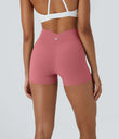 SoftlyZero™ High Waisted Crossover Plain Yoga Biker Shorts 3''-UPF50+ - Begonia Rouge