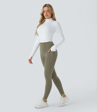 Halara UltraSculpt™ High Waisted Butt Lifting Tummy Control Pocket Shaping Workout Leggings - Grass Grey Green