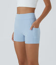 SoftlyZero™ Airy High Waisted Pocket Plain Cool Touch Yoga Shorts 3.5"-UPF50+ - Angel Falls