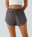 Mid Rise Drawstring Contrast Mesh 2-in-1 Flowy Running Shorts 3'' - Sparrow
