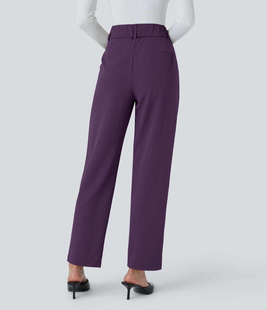 Halara Flex™ High Waisted Pocket Solid Work Tapered Pants - Blackberry Cordial