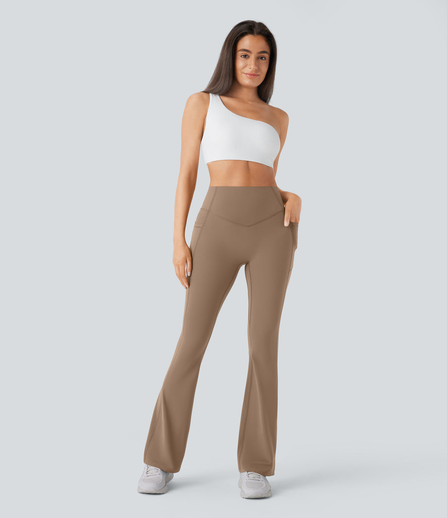 Halara UltraSculpt™ High Waisted Scrunch Butt Lifting Tummy Control Pocket Shaping Yoga Bootcut Leggings - Woodsmoke