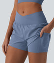SoftlyZero™ Airy Crossover High Waisted 2-in-1 Cool Touch Yoga Shorts 3'' with Pockets - Infinity