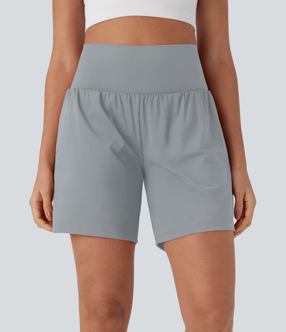 SoftlyZero™ Airy Super High Waisted 2-in-1 Cool Touch Yoga Shorts 7" with Pockets - Quarry