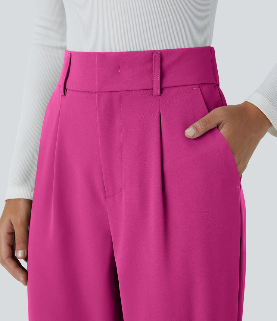 Halara Flex™ High Waisted Pocket Solid Work Tapered Pants - Fuchsia Fedora
