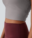 SoftlyZero™ Plush Cut Out Cropped Yoga Tank Top - Steel Gray
