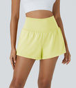 SoftlyZero™ Airy Super High Waisted 2-in-1 Cool Touch Yoga Shorts with Pockets - Yellow Pear