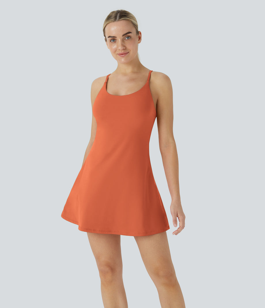 SoftlyZero™ Plush Backless Active Dress - Orange Rust
