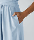 Breezeful™ V Neck Short Sleeve Pocket Tie Back Quick Dry Midi Casual Dress-Longer Length - Ballad Blue