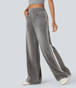 Halara Flex™ High Waisted Stripe Wide Leg Flowy Washed Casual Jeans with Pockets - Cool Gray Denim