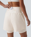 SoftlyZero™ Airy Super High Waisted 2-in-1 Cool Touch Yoga Shorts 7'' with Pockets - Egret
