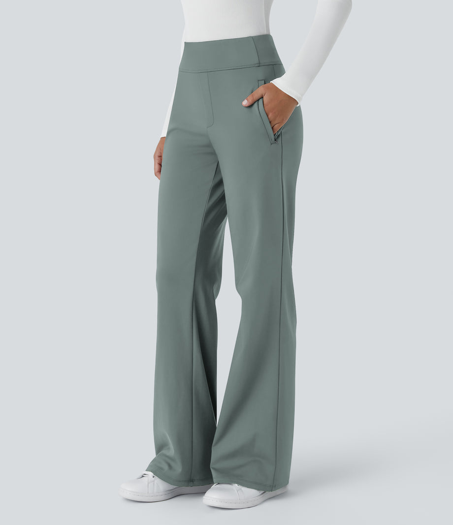 Halara Flex™ DayStretch Mid Rise Side Zipper Pocket Work Flare Pants - Deep Aquamarine