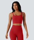 Halara UltraSculpt™ Double Straps Twisted Backless Cropped Yoga Tank Top - Aura Orange