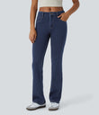 Halara Flex™ Mid Rise Pockets Casual Bootcut Jeans - Washed Denim Navy Blue