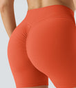 SoftlyZero™ Plush High Waisted Crossover Ruched Yoga Shorts 5'' - Tigerlily